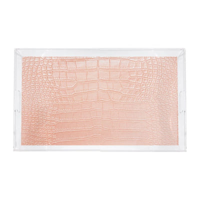 Crocodile Cameo Rose Gold Acrylic Vanity Tray 12.25X7.75 - nicolettemayer.com