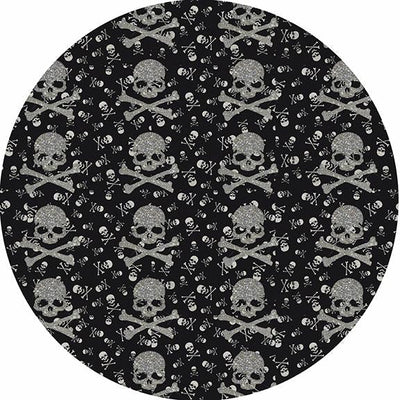 Crossbones Small Black 16" Round Pebble Placemat Set of 4 - nicolettemayer.com