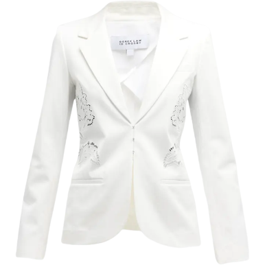 DEREK LAM ELODIE LACE EMBROIDERED JACKET IN SOFT WHITE