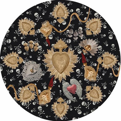 Ex Vote Skulls Black 16" Round Pebble Placemat Set of 4 - nicolettemayer.com