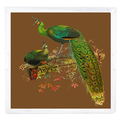 Family Pheasant Brown 18X18 Acrylic Tray - nicolettemayer.com