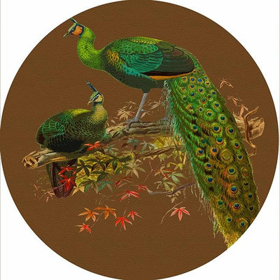 Family Pheasants Brown 16" Round Pebble Placemat Set of 4 - nicolettemayer.com