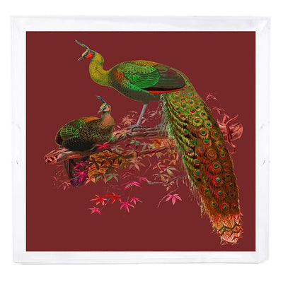 Family Pheasants Maple 18X18 Acrylic Tray - nicolettemayer.com