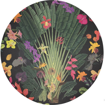 Fantasy Tropical Black 16" Round Pebble Placemat, Set Of 4 - nicolettemayer.com