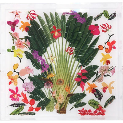 FANTASY TROPICAL WHITE 18X18" ACRYLIC TRAY - nicolettemayer.com