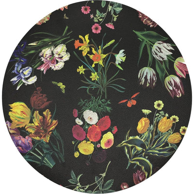 Flora Fauna Black 16" Round Pebble Placemats, Set Of 4 - nicolettemayer.com