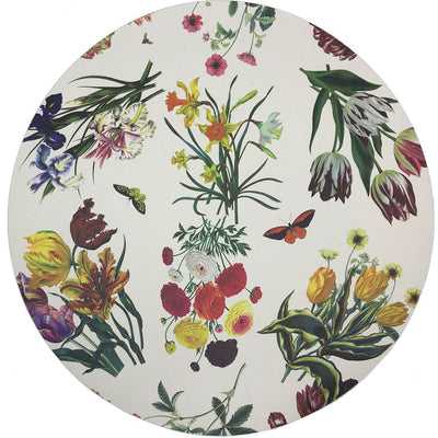 Flora Fauna White 16" Round Pebble Placemat, Set Of 4 - nicolettemayer.com