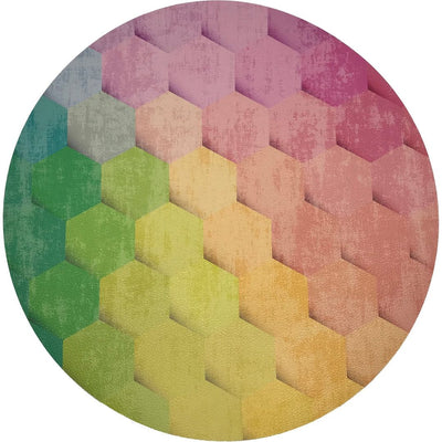 Hex Pink Yellow Green 16 Round Pebble Placemats, Set Of 4 - nicolettemayer.com