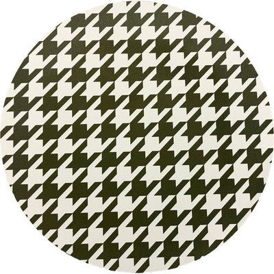 HOUNDSTOOTH GREEN WHITE 16 ROUND PEBBLE PLACEMAT, SET OF 4 - nicolettemayer.com