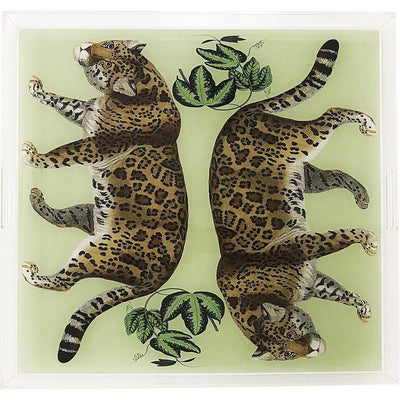 LEOPARD SEEING DOUBLE AVOCADO 18X18" ACRYLIC TRAY - nicolettemayer.com