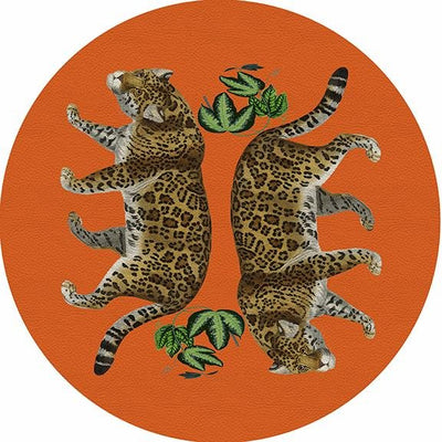 Leopard Seeing Double Orange 16" Round Pebble Placemat Set of 4 - nicolettemayer.com