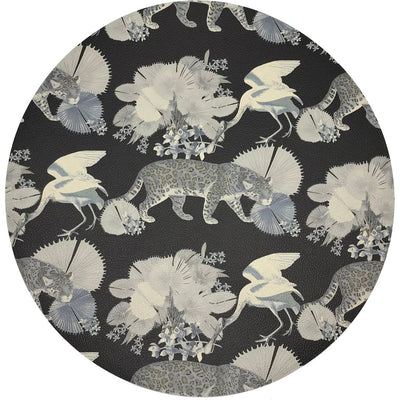 Leopard Walk Black 16" Round Pebble Placemats, Set Of 4 - nicolettemayer.com