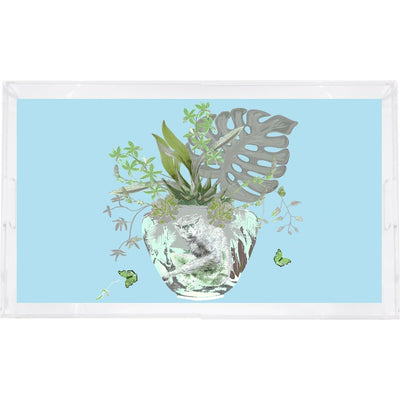 Monkey Jungle Bedford Powder Blue Large 22.5X14.5" Acrylic Tray - nicolettemayer.com