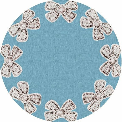 Pearl Bow Bluebell 16" Round Pebble Placemat Set of 4 - nicolettemayer.com