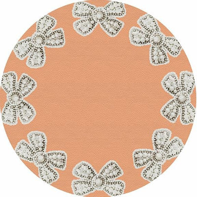 Pearl Bow Peach 16" Round Pebble Placemat Set of 4 - nicolettemayer.com