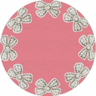 Pearl Bow Pink 16" Round Pebble Placemat Set of 4 - nicolettemayer.com