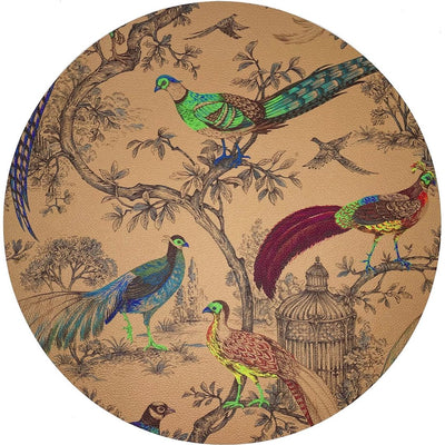 Pheasant Fall Sauvage Mustard 16" Round Pebble Placemat, Set of 4 - nicolettemayer.com