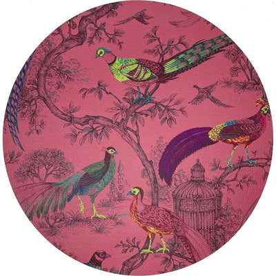 Pheasant Fall Sauvage Paprika 16" Round Pebble Placemat, Set of 4 - nicolettemayer.com