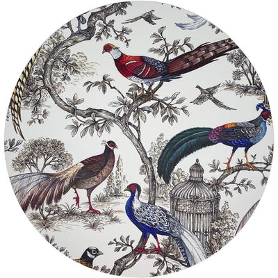 Pheasant Fall Sauvage White 16" Round Pebble Placemat, Set of 4 - nicolettemayer.com