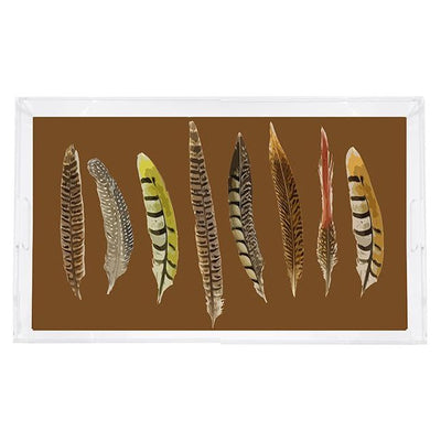 Pheasant Feathers Brown 22.5X14.5 Acrylic Tray - nicolettemayer.com