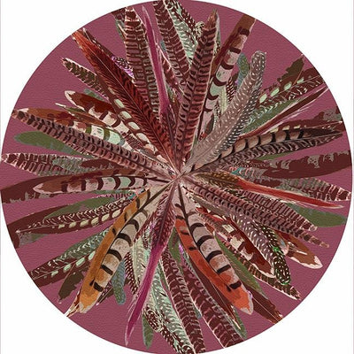 Pheasant Feathers Mauve 16" Round Pebble Placemat Set of 4 - nicolettemayer.com