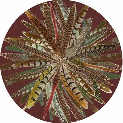 Pheasant Feathers Porto 16" Round Pebble Placemat Set of 4 - nicolettemayer.com