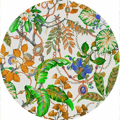 Plumeria Tangerine 16" Round Pebble Placemat - nicolettemayer.com