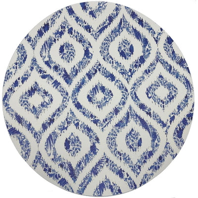 ROYAL DELFT IKAT WHITE 16" ROUND PEBBLE PLACEMATS, SET OF 4 - nicolettemayer.com