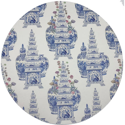 ROYAL DELFT MASTERPIECES TULIPS WHITE 16" ROUND PEBBLE PLACEMATS, SET OF 4 - nicolettemayer.com