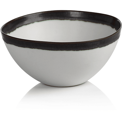 Tasso White Ceramic Bowls with Black Rim, Set of 2 - MARCUS