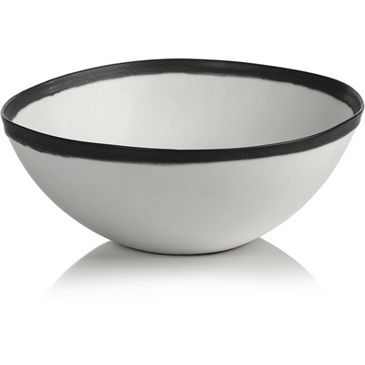 Tasso 4" Tall White Ceramic Bowl with Black Rim - MARCUS