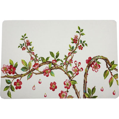 Cherry Blossom Red  17.5" Rectangle Pebble Placemat, Set Of 4 - nicolettemayer.com