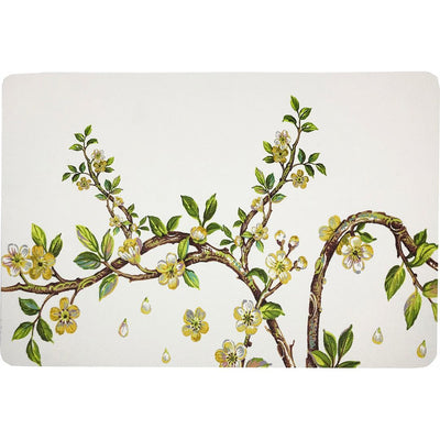 Cherry Blossom Yellow 17.5" Rectangle Pebble Placemat, Set Of 4 - nicolettemayer.com