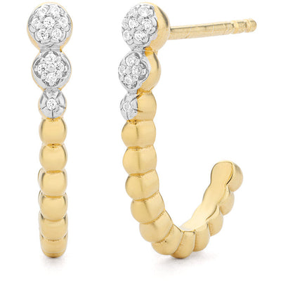 Beaded connection earrings in yellow gold