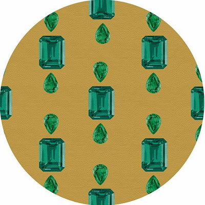 Gem Emeralds Gold 16" Round Pebble Placemat Set of 4 - nicolettemayer.com