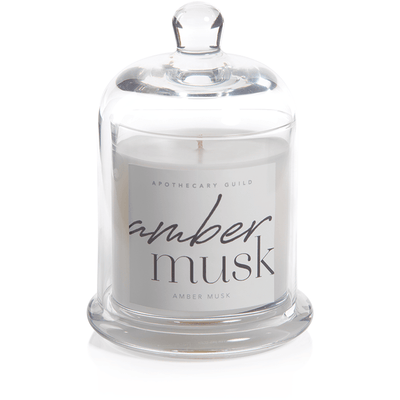 Amber Musk Scented Candle Jar with Glass Dome - MARCUS