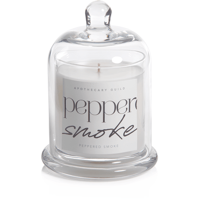 Peppered Smoke Scented Candle Jar with Glass Dome - MARCUS
