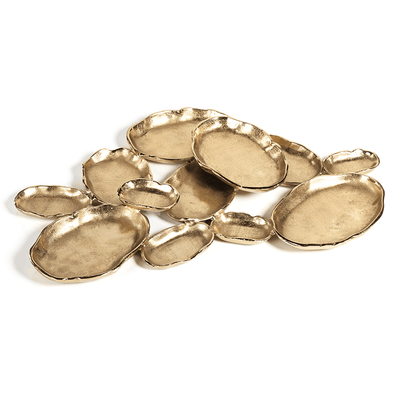 Cluster of Twelve Oval Serving Bowls, Gold - MARCUS