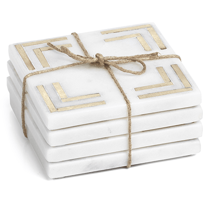 Mannara 4-Inch Square Marble Coasters, Set of 4 - MARCUS
