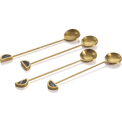 4-Piece Set Aku Small Tea Spoons, Gold & Black - MARCUS