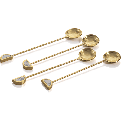 4-Piece Set Aku Small Tea Spoons, Gold & White - MARCUS