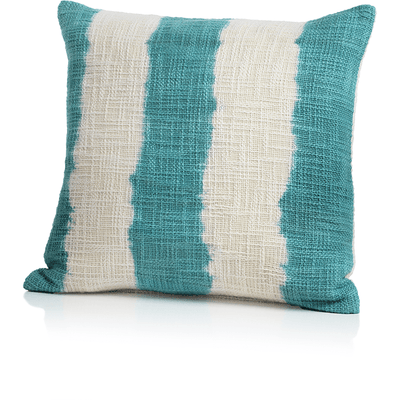 Naxos Tie Dye Blue Stripe Cotton Throw Pillow-18" x 18" - MARCUS