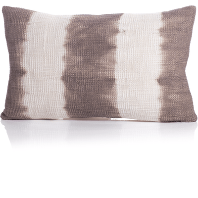 Naxos Tie Dye Gray Stripe Cotton Throw Pillow-12" x 20" - MARCUS