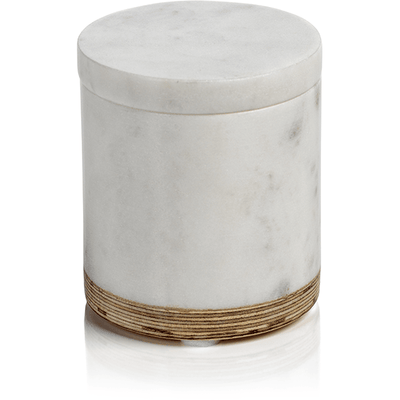 Verdi Marble & Balsa Wood Jar with Removable Lid - MARCUS