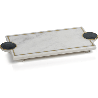 Karmello Stone & Marble Footed Tray - MARCUS
