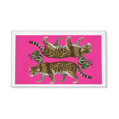 Leopard Seeing Double Hot Pink Acrylic Vanity Tray 12.25X7.75 - nicolettemayer.com