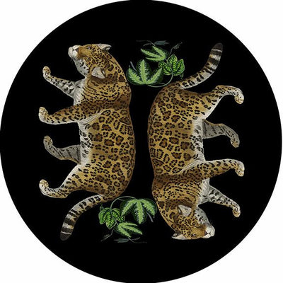Leopard Seeing Double Black 16" Round Pebble Placemat Set of 4 - nicolettemayer.com