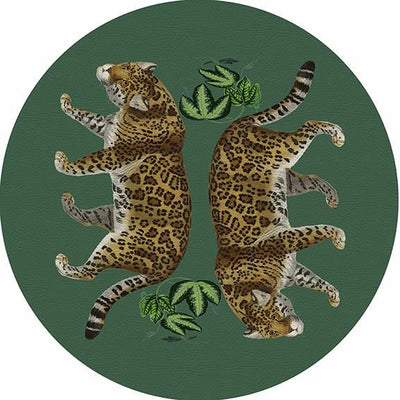 Leopard Seeing Double Evergreen 16" Round Pebble Placemat Set of 4 - nicolettemayer.com