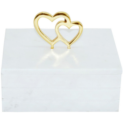 double heart box white and gold