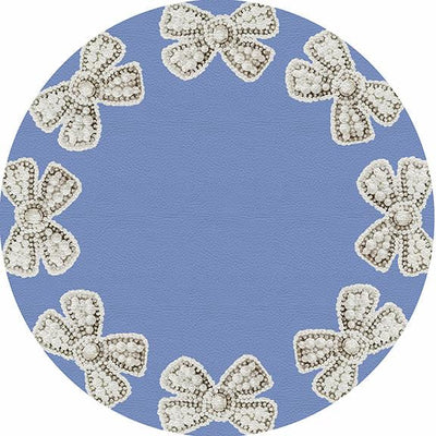 Pearl Bow Blue 16" Round Pebble Placemat Set of 4 - nicolettemayer.com